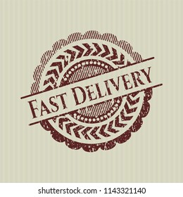 Red Fast Delivery distressed rubber stamp