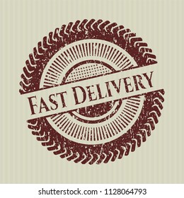 Red Fast Delivery rubber grunge stamp