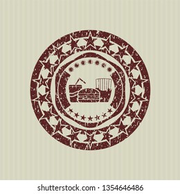 Red fast food icon inside rubber seal