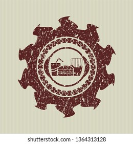 Red fast food icon inside distressed grunge style stamp