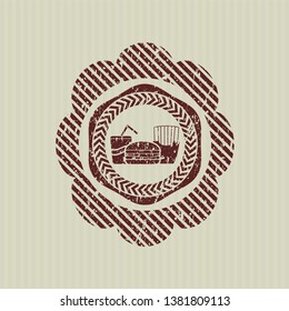 Red fast food icon inside distress rubber grunge texture seal
