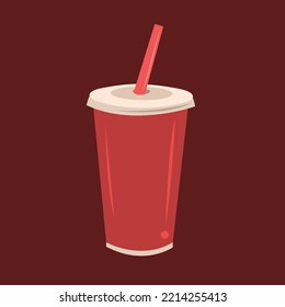 Premium Vector  Soda cup in cartoon style. red cup for soda or