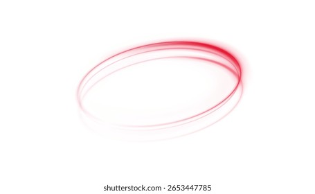 Linhas de luz rápida vermelha anel de néon brilhante círculo movimento redondo PNG, ilustração vetorial.