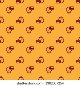 Red Fast payments icon isolated seamless pattern on brown background. Fast money transfer payment. Financial services, fast loan, time is money, cash back concept. Vector Illustration