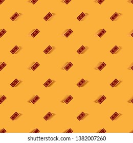 Red Fast payments icon isolated seamless pattern on brown background. Fast money transfer payment. Financial services, fast loan, time is money, cash back concept. Vector Illustration