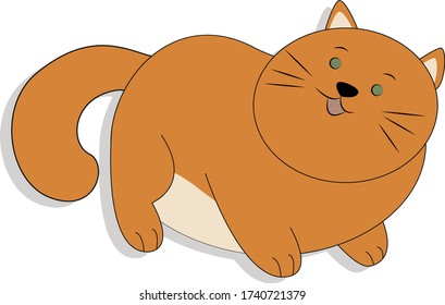 Red fat cat isolated on a white background.