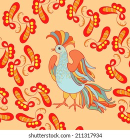 Red feathers and bird