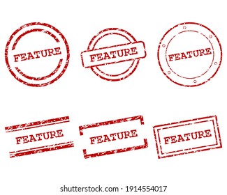 Red feature stamps on white