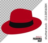 red fedora hat isolated on a white background and easy to edit. vector