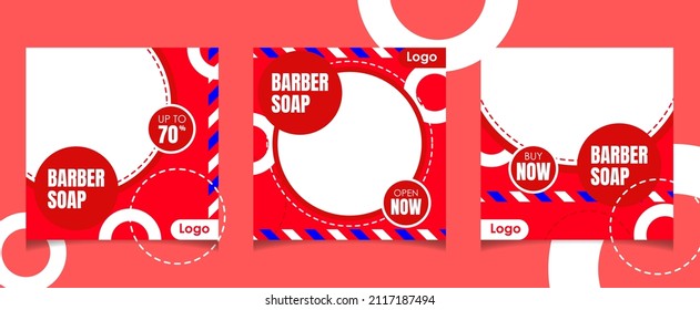 Red feed or post design with barber sign