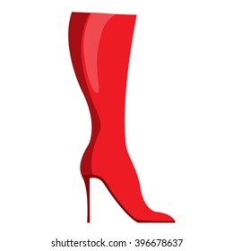 Red female high boot.