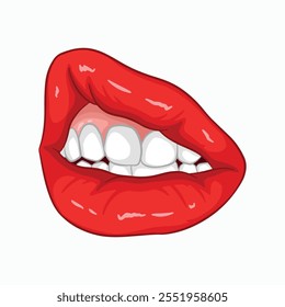 Red female lips isolated on white background. Vector illustration. Eps 10.