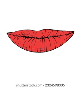 dibujo de líneas de ilustración vectorial de labios hembra rojos