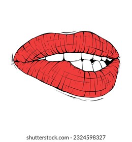 Skizze für rote Frauenlippen, Vektorgrafik