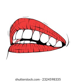 dibujo de líneas de ilustración vectorial de labios hembra rojos