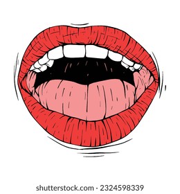 dibujo de líneas de ilustración vectorial de labios hembra rojos