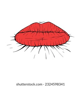 dibujo de líneas de ilustración vectorial de labios hembra rojos