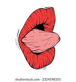 dibujo de líneas de ilustración vectorial de labios hembra rojos