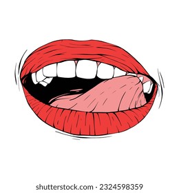 Skizze für rote Frauenlippen, Vektorgrafik
