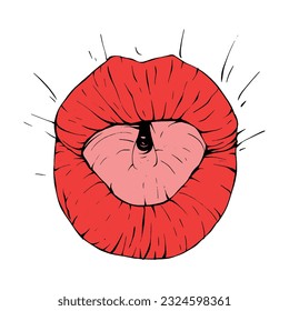 dibujo de líneas de ilustración vectorial de labios hembra rojos