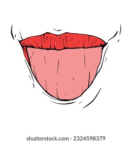 dibujo de líneas de ilustración vectorial de labios hembra rojos