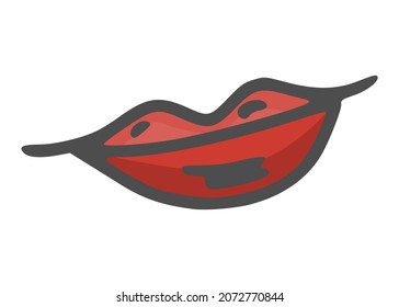 los labios rojos femeninos sonríen. imagen de material de dibujo vectorial