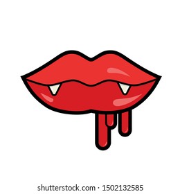 Red Female Lips Vampire Fangs Isolated Stock Vector (Royalty Free ...