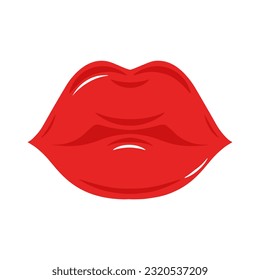 Red female lips. Vector illustration of sexy woman's lips. Smile, kiss. beauty concept, Pop art, Trendy background. Collection of woman's lips expressed differernt emotions.