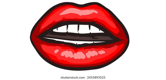 red female lips vector illustration