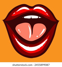 Ilustración vectorial de labios rojos femeninos