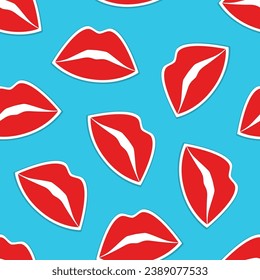 Red female lips vector seamless pattern