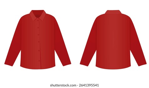 Red  female long sleeve shirt. vector illustration	
