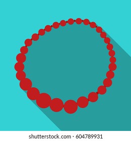 Red female necklace of precious stones. Dressing for women under the dress.  Woman clothes single icon in flat style vector symbol stock illustration.