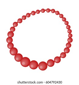 Red female necklace of precious stones. Dressing for women under the dress.  Woman clothes single icon in cartoon style vector symbol stock illustration.