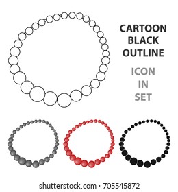Red female necklace of precious stones. Dressing for women under the dress.  Woman clothes single icon in cartoon style vector symbol stock illustration.