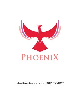 red female phoenix bird, silhouette of elegance bird vector illustrations