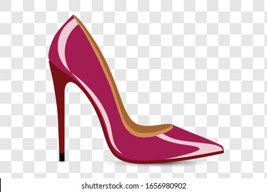 Bombeo rojo femenino sobre un fondo transparente. Zapato sexy. 3d efecto. Ilustración del vector EPS10