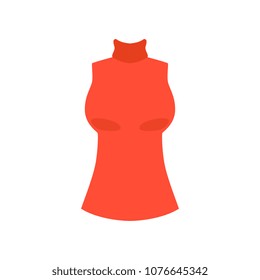 Red female top with high collar, fashion women clothes vector Illustration on a white background