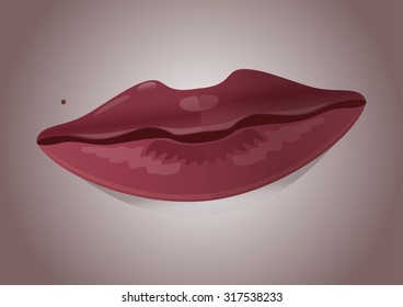 Red feminine lips. Vector illustration.