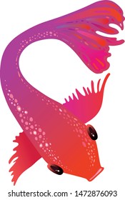 Red feng sui fish. Vector drawing.