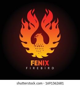 Red Fenix, eagle with wings in the shape of flames vector logo