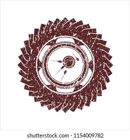 Red fertilization icon inside distress grunge stamp
