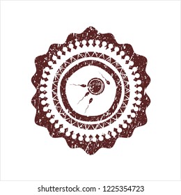 Red fertilization icon inside distressed grunge style stamp