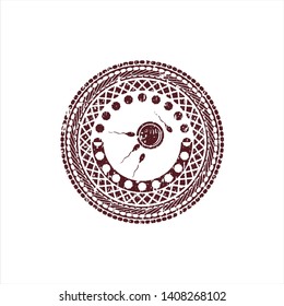 Red fertilization icon inside rubber grunge stamp