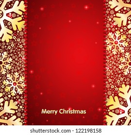 red festive background with snowflakes