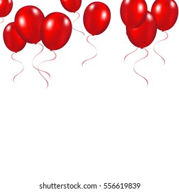 Red festive balloons background vector illustration