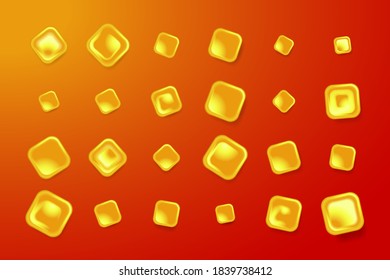 Red festive banner with golden objects. Vector EPS10