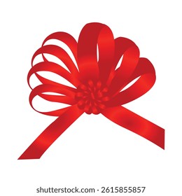 Red festive bow. Beautiful bright ribbons of different configurations. vector illustration