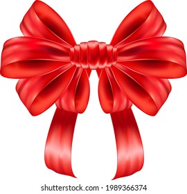 Red festive bow. Decoration for a gift