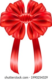 Red festive bow. Decoration for a gift